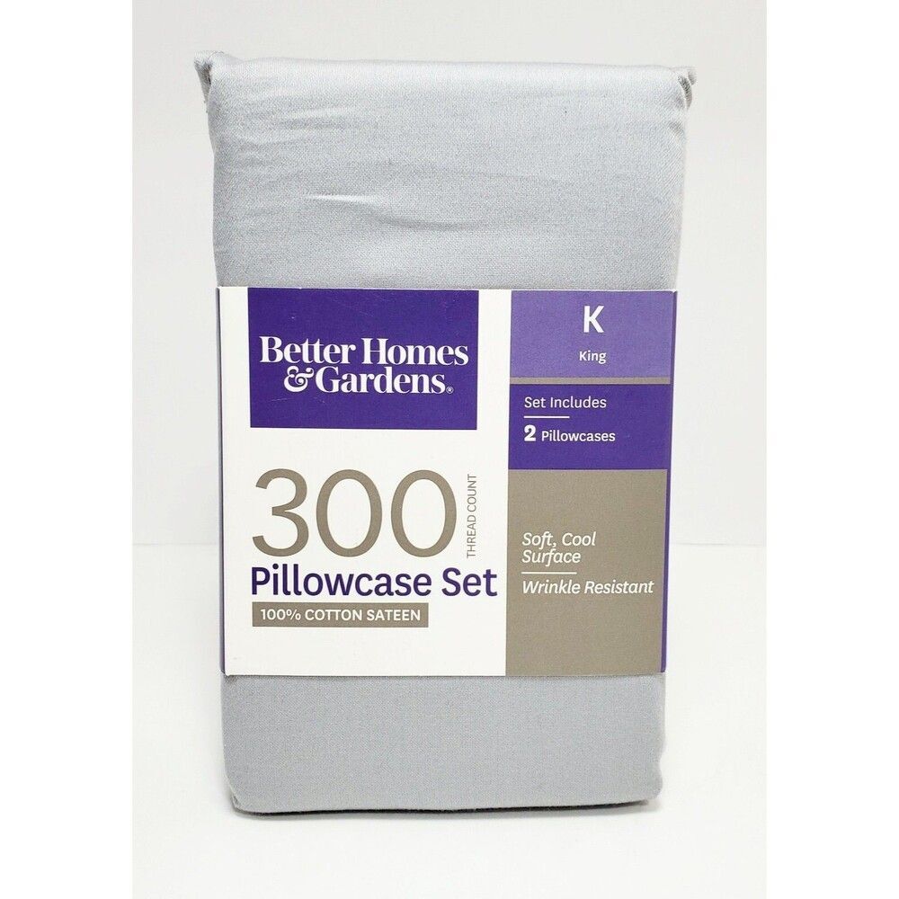 Better Homes & Gardens King Pillowcase Set 100% Cotton 300 Thread Count New
